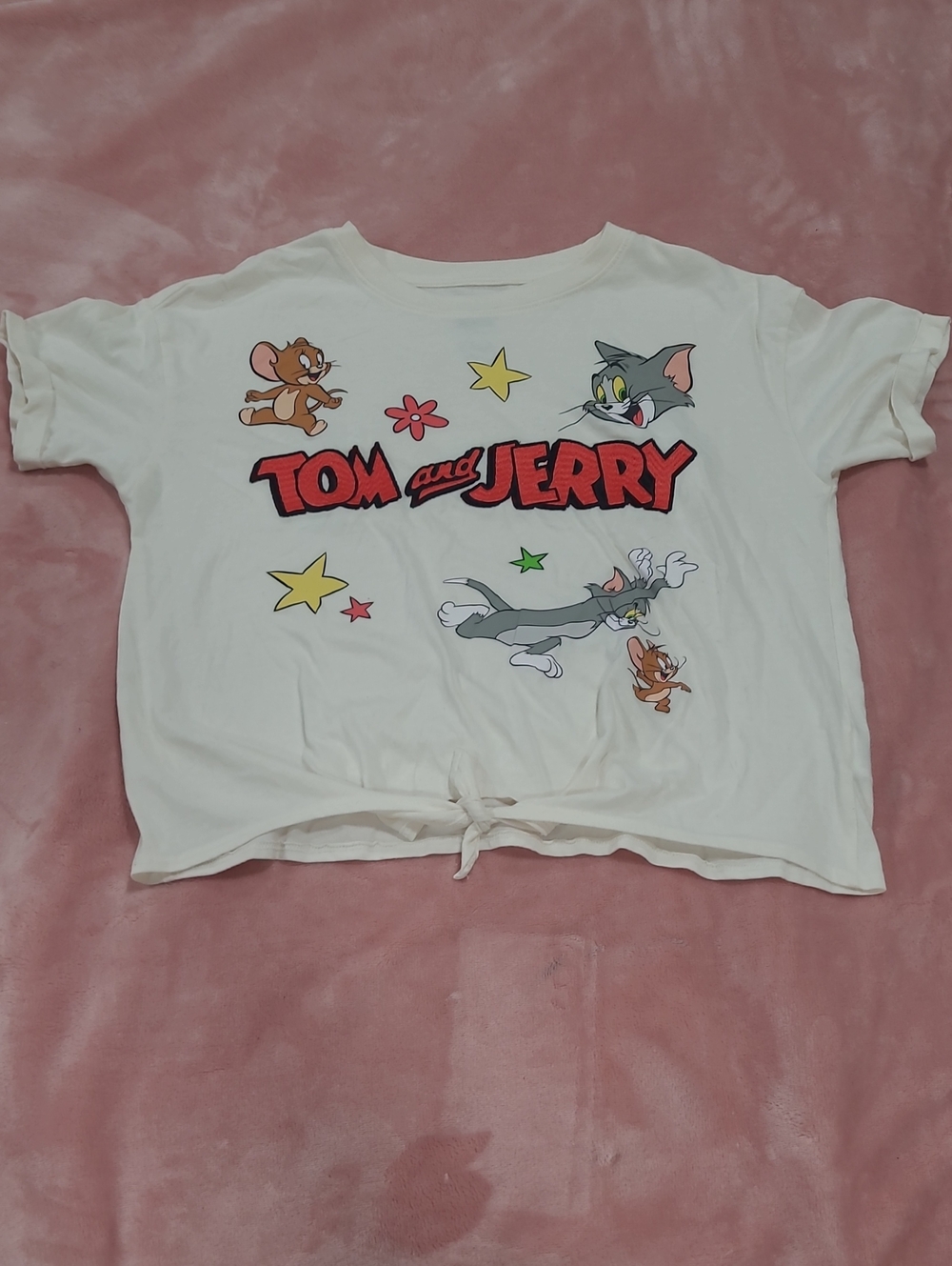 White Juniors Tie-Front Graphic Tee